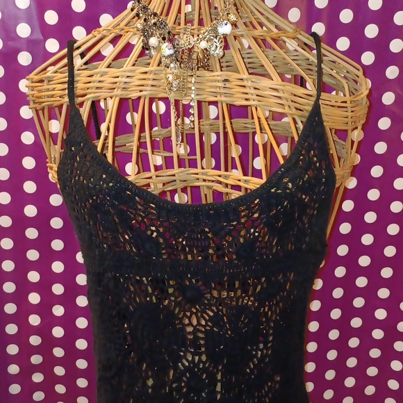 GUESS Crochet Lace Black Dress - Picture 3 of 7